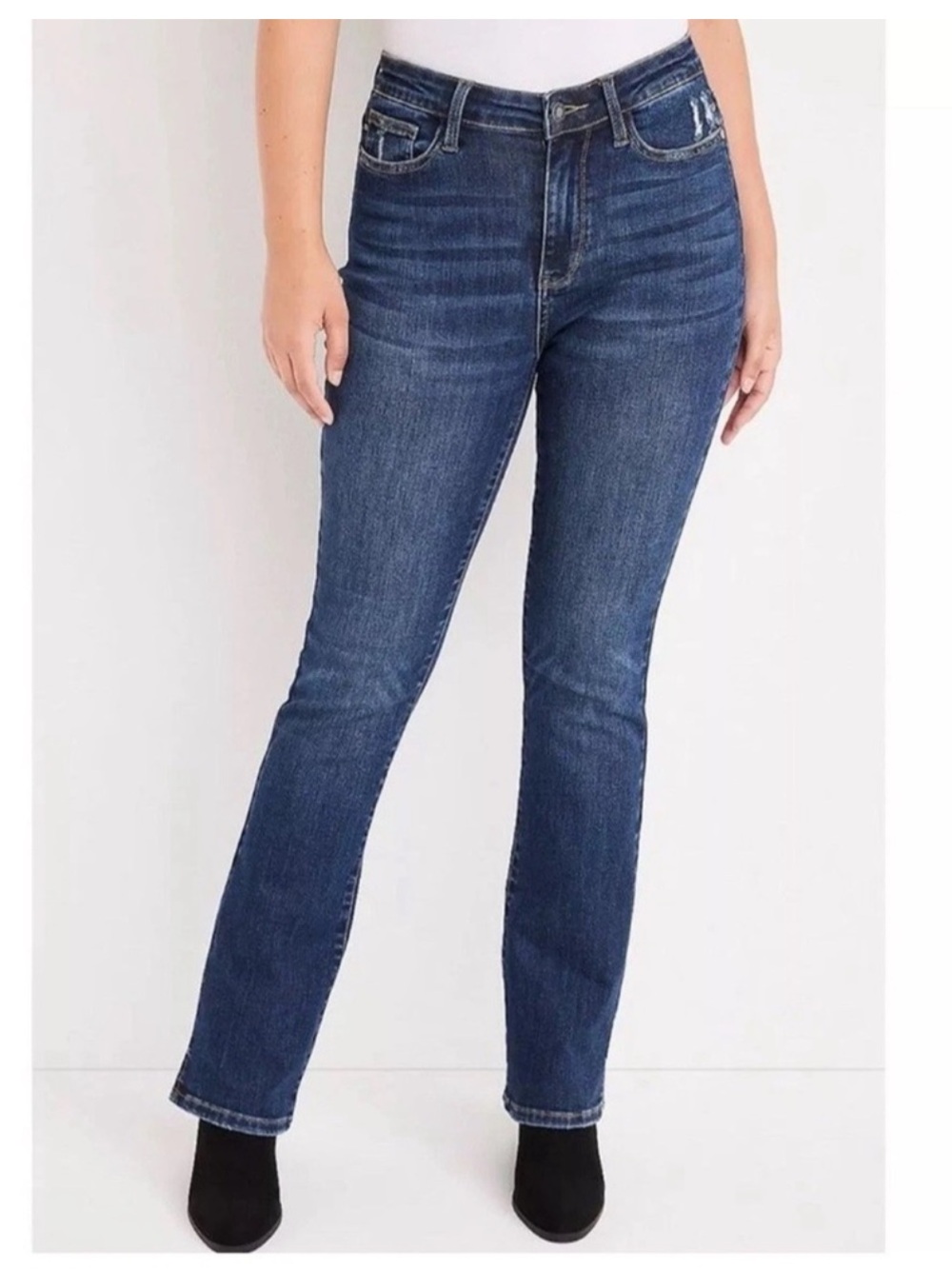 Judy Blue High Rise Slim Bootcut Side Slit Slim Distressed Jeans Size 16w